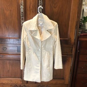 WHBM ivory velvet style burnout lightweight coat